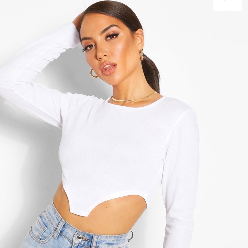 Boohoo Pointed Hem Crop Top